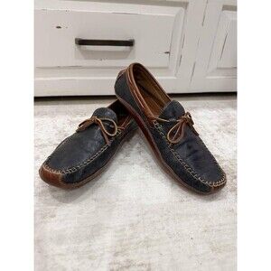 Trask Drake Navy Blue Italian Leather Driver Loafers Moccasins 10M